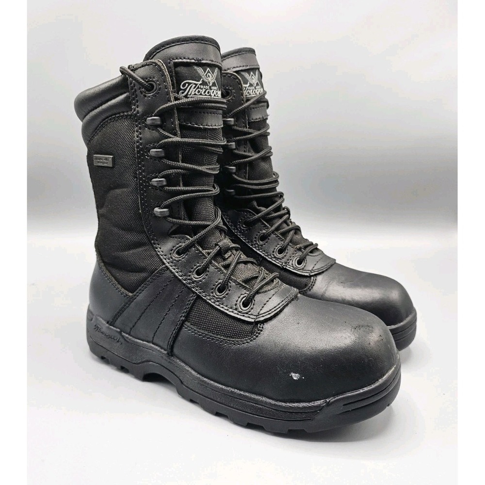 Thorogood Boots Steel Toe Deuce Work 804-6191 Black Leather 8 Waterproof Men 6.0
